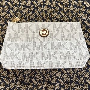 Michael Kors White and Gold Monogram Clutch